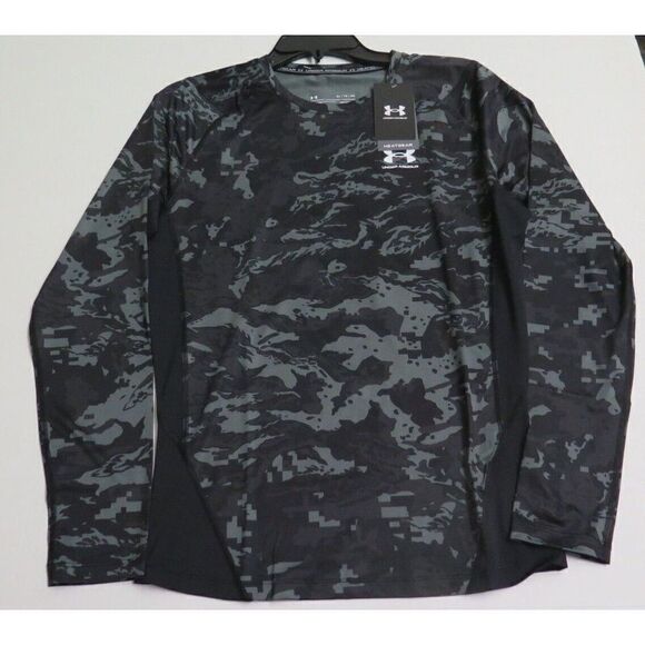 Under Armour 1361525 Men's Sz XL Black/White Camo HeatGear Compression L/S Shirt - Picture 6 of 7